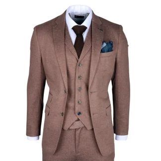 Terno Nathan Masculino Marrom de 3 Peças com Corte Slim
