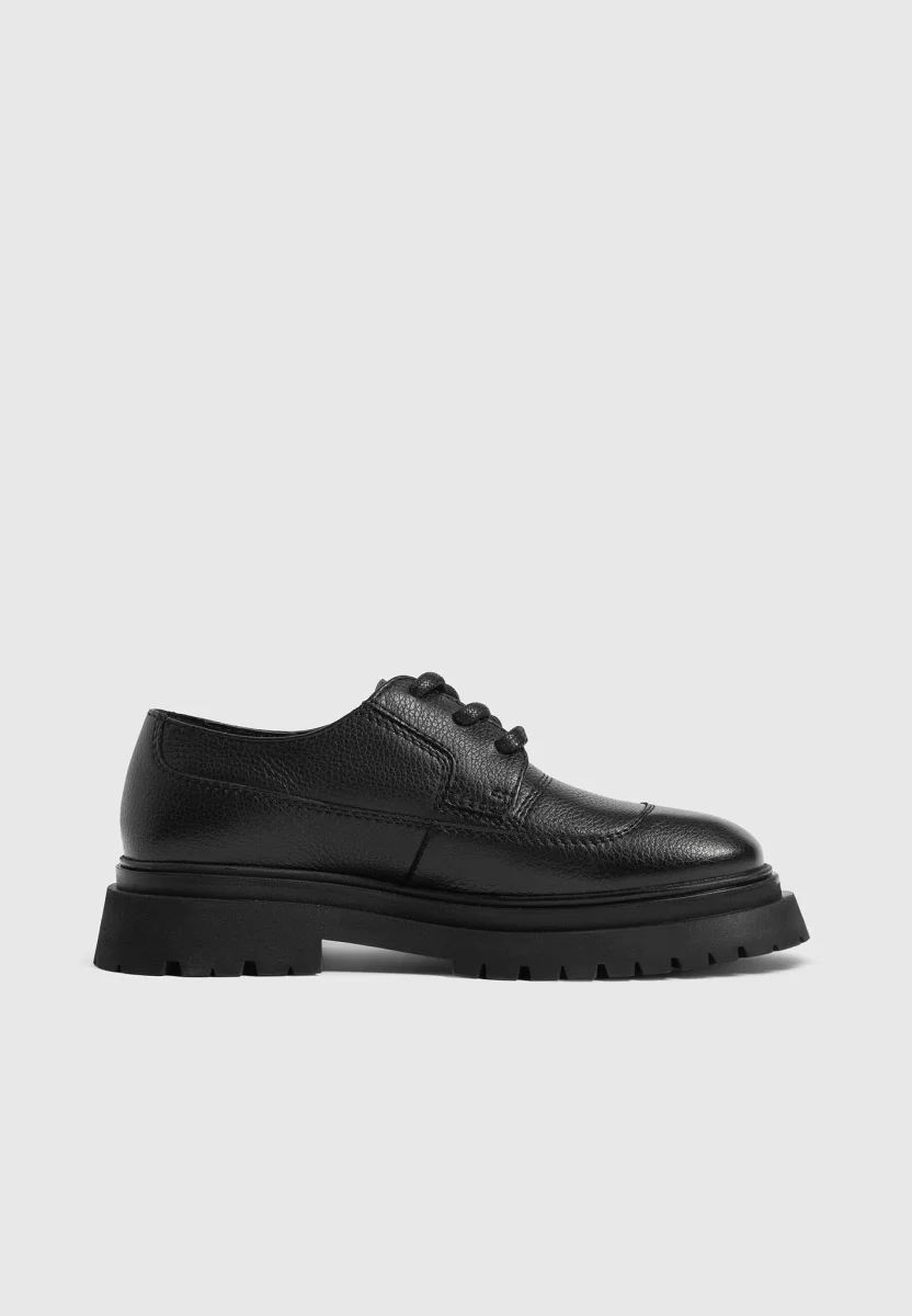 Rennes - Pebbled Leather Derby Shoe - Black - Image 7