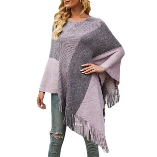 Poncho Inverno Feminino Stripe