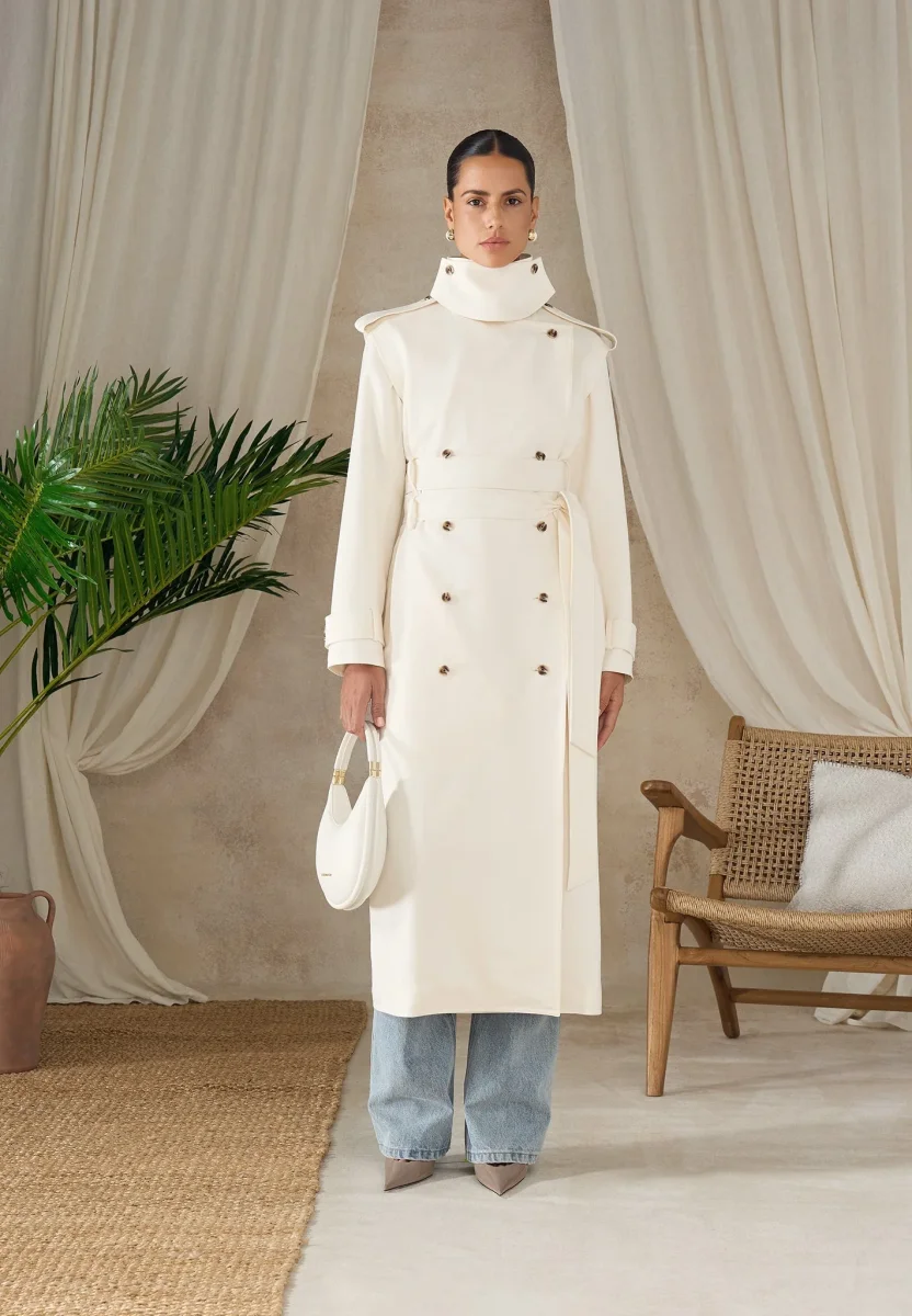 Esther - Trench Coat With Double Belt - White - Image 4