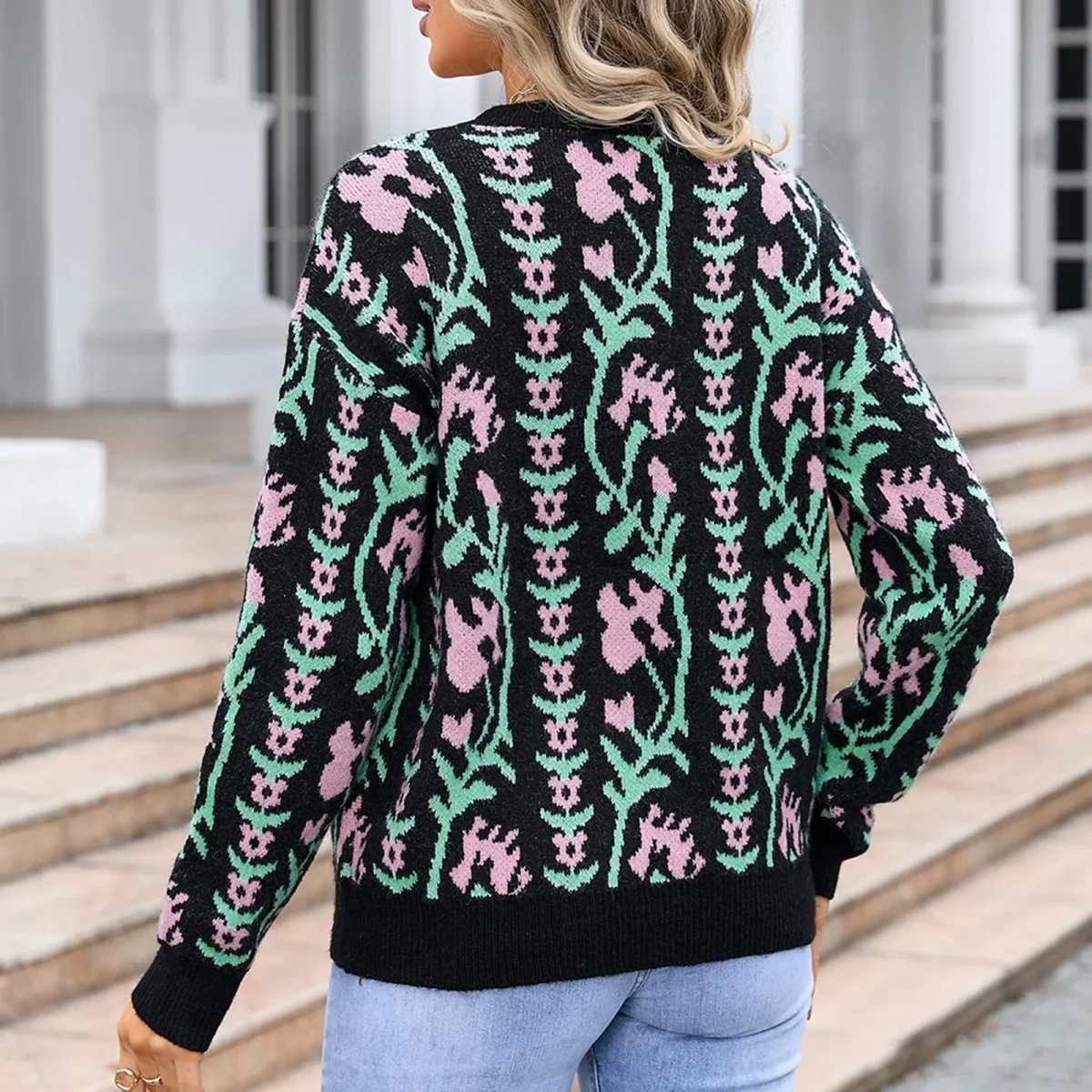 Suéter Boho Tricô Floral - Image 7