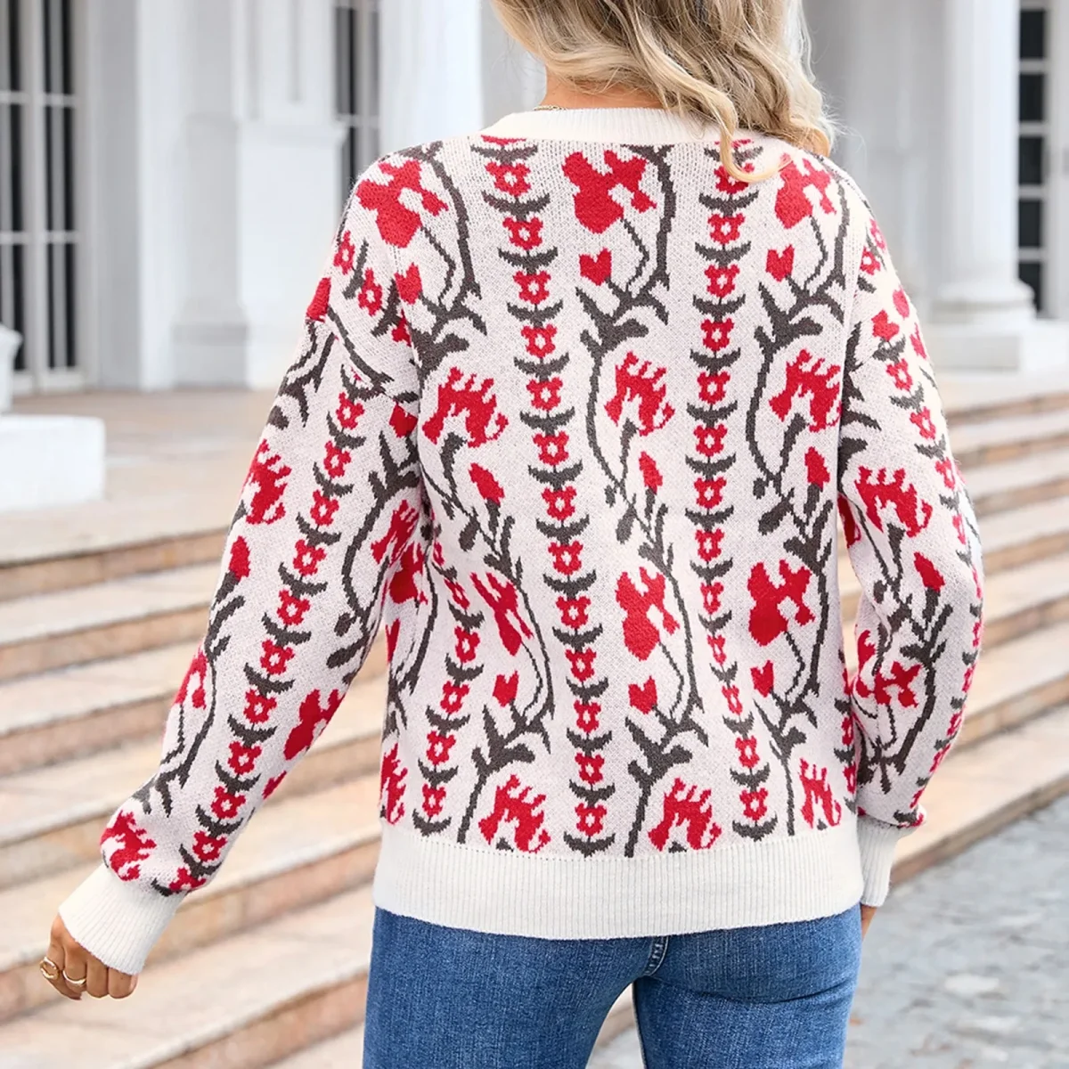 Suéter Boho Tricô Floral - Image 8