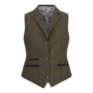 TPSTZ71 - Colete feminino em tweed verde-oliva