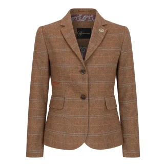 TPSTZ73 - Blazer feminino em tweed marrom carvalho