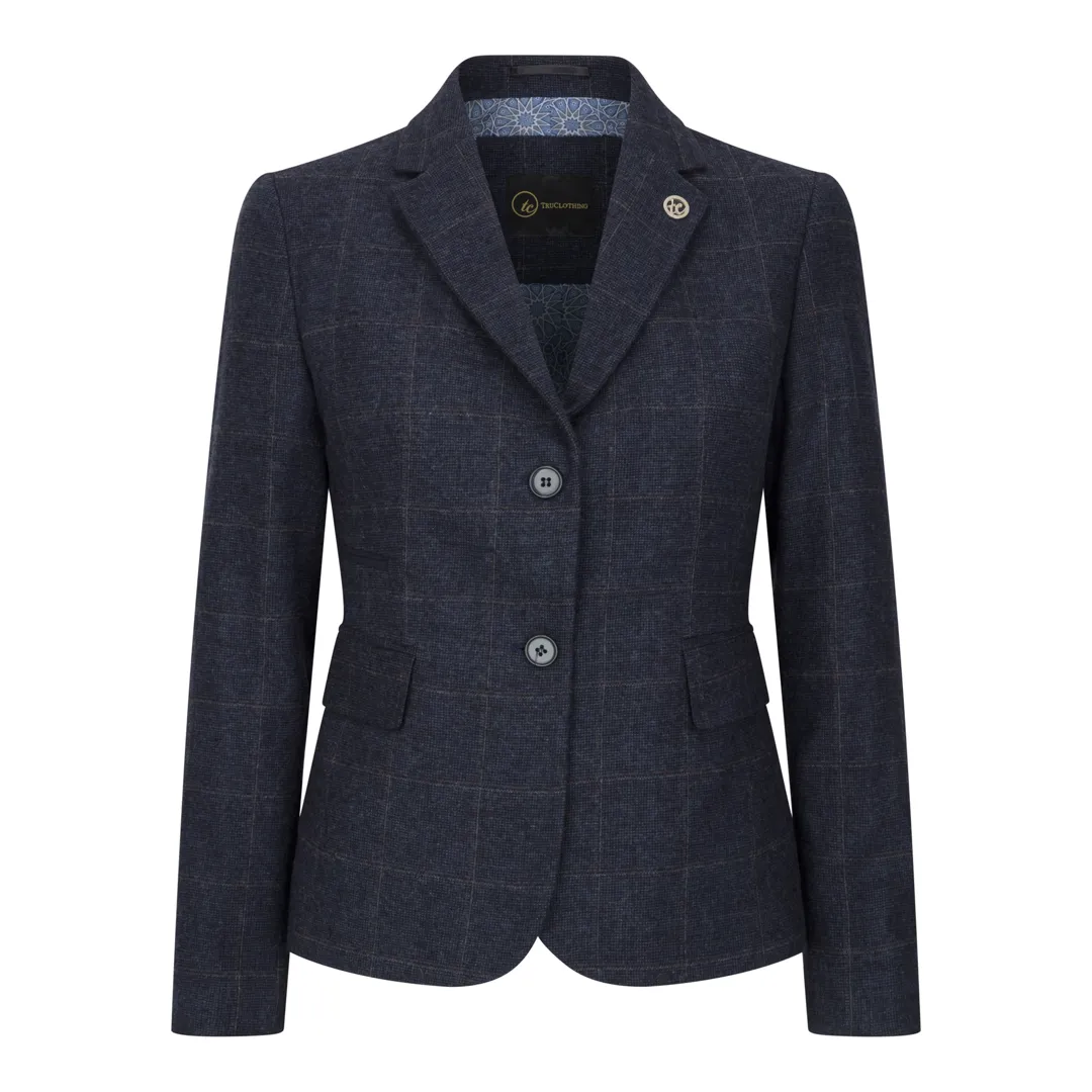 TPSTZ72 - Blazer feminino em tweed azul marinho - Image 2