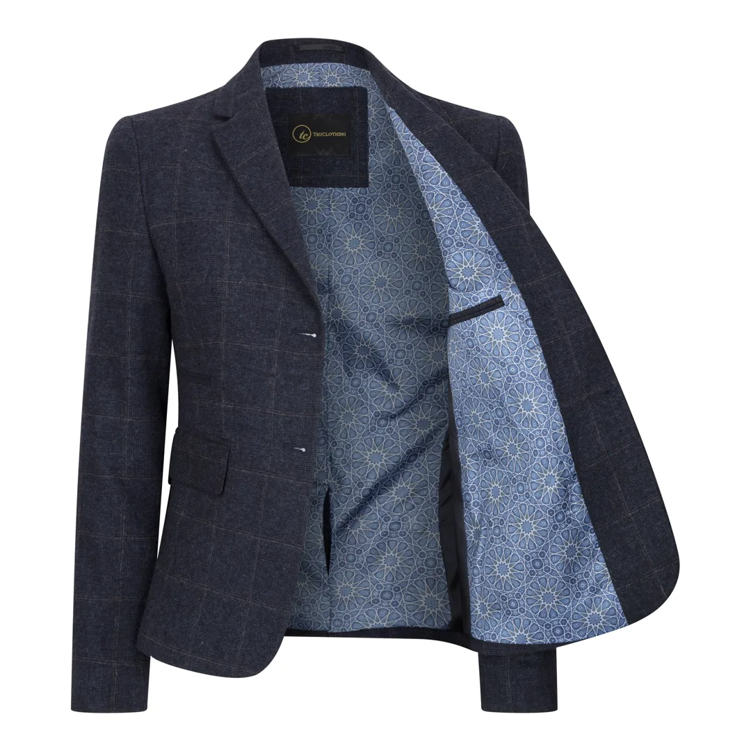 TPSTZ72 - Blazer feminino em tweed azul marinho - Image 4