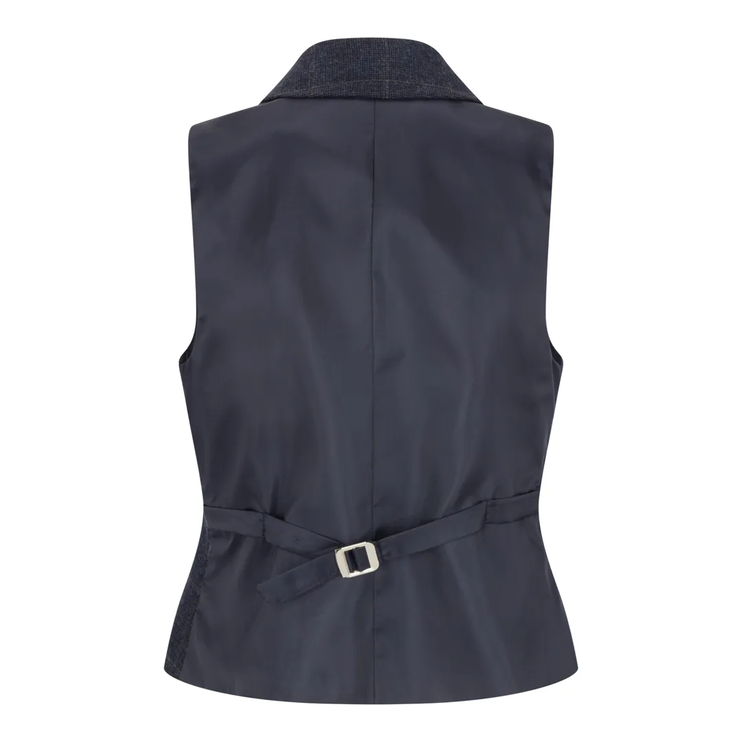 TPSTZ72 - Colete Blazer Feminino em Tweed Azul Marinho - Image 6
