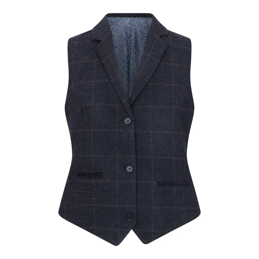 TPSTZ72 - Colete Blazer Feminino em Tweed Azul Marinho