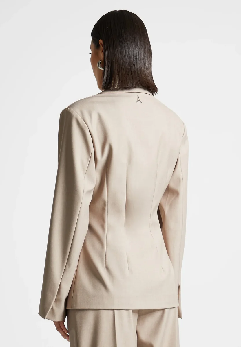 Tailored Double Breasted Blazer - Taupe - Image 5