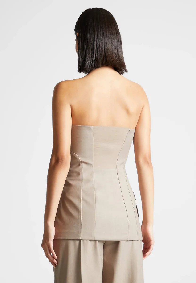 Tailored Longline Bandeau Top - Taupe - Image 4