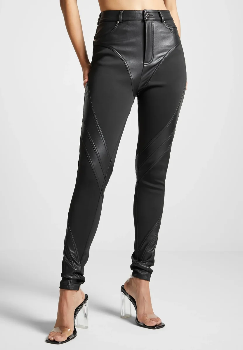Leather Contour Leggings - Black - Image 2