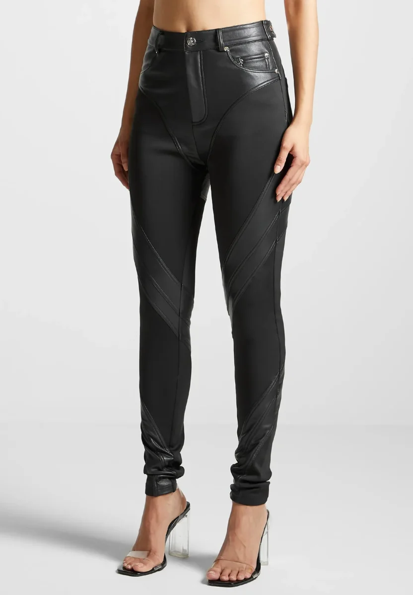 Leather Contour Leggings - Black - Image 6