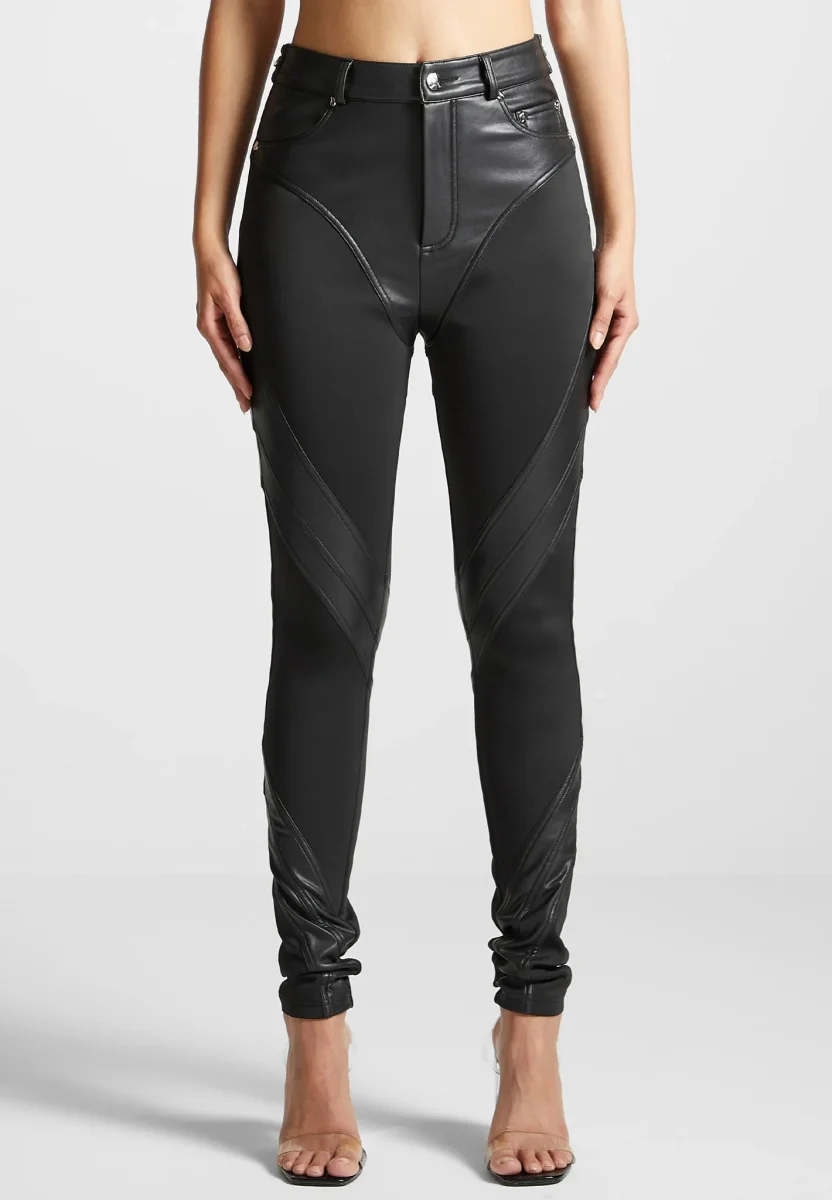 Leather Contour Leggings - Black - Image 5