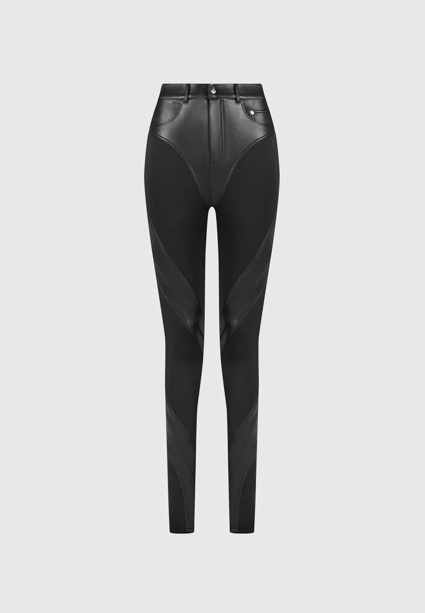 Leather Contour Leggings - Black - Image 4