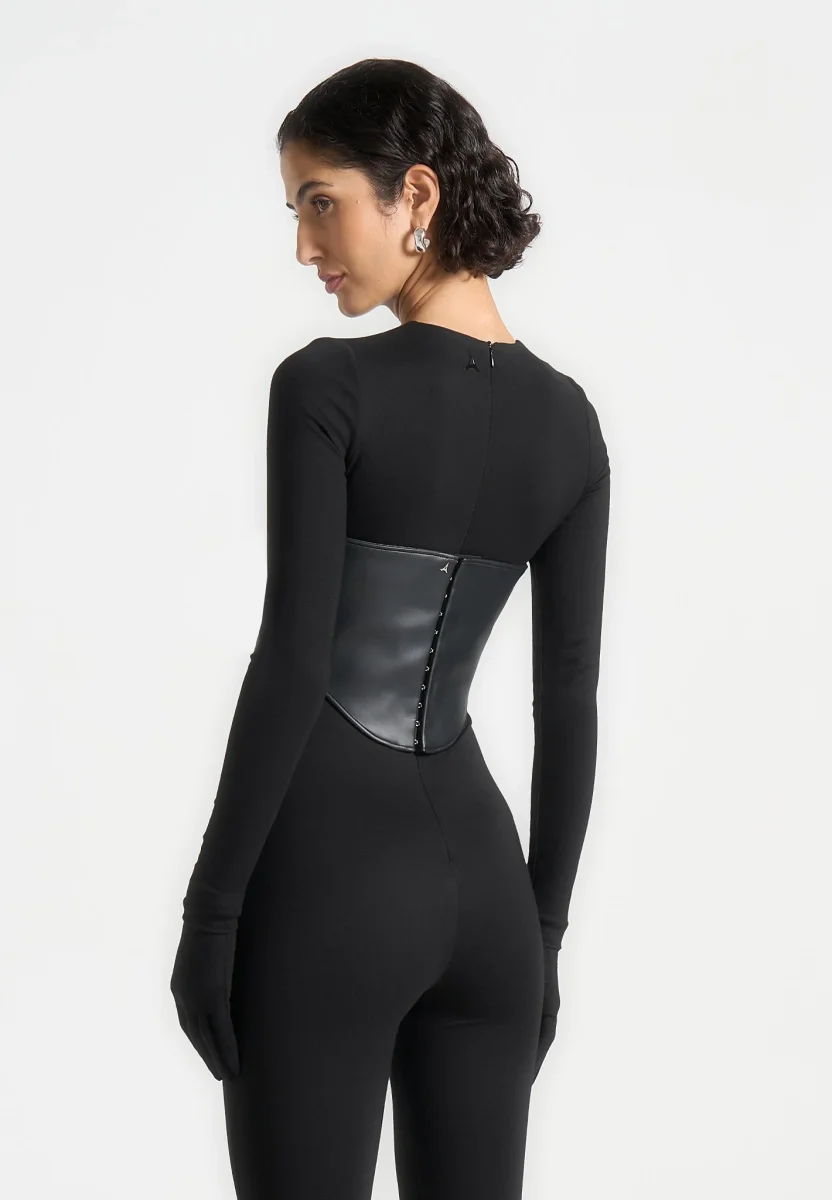 Leather Corset Belt - Black - Image 7