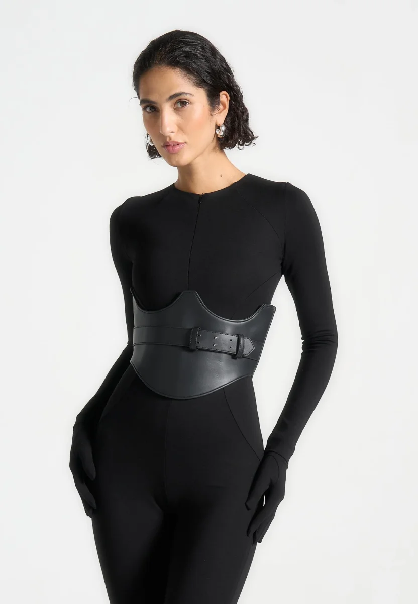 Leather Corset Belt - Black - Image 2