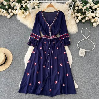 Vestido Indiano Longo Manga Longa Bagalore