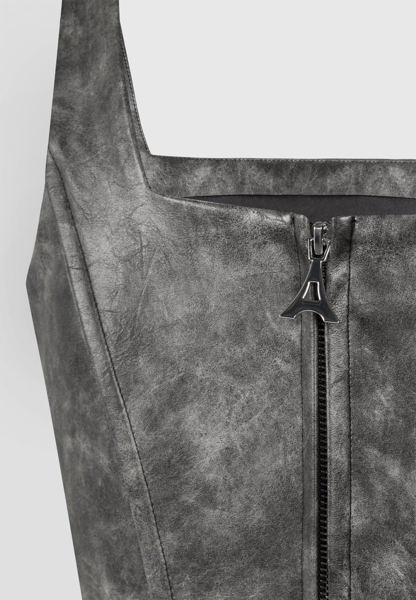 Vintage Leather Corset Top - Grey - Image 9