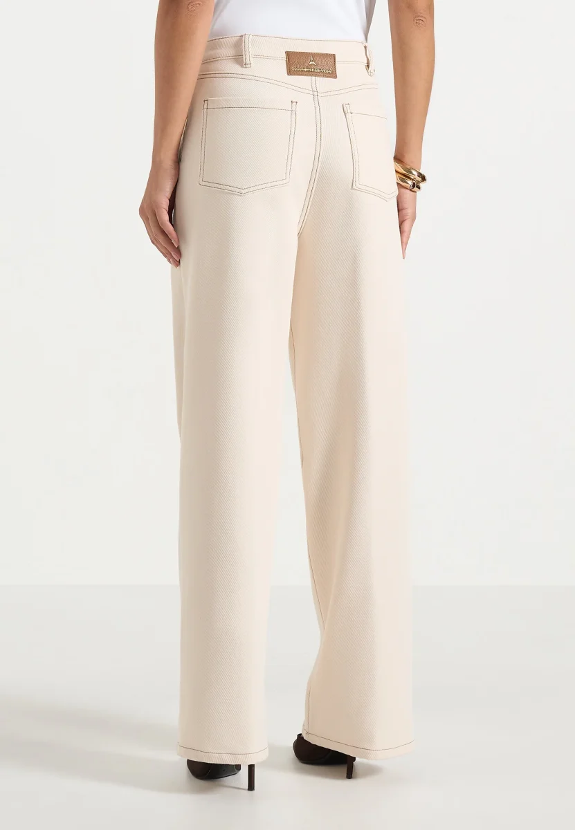 Astrid - Wrapover Wide Leg Jeans - Cream - Image 6