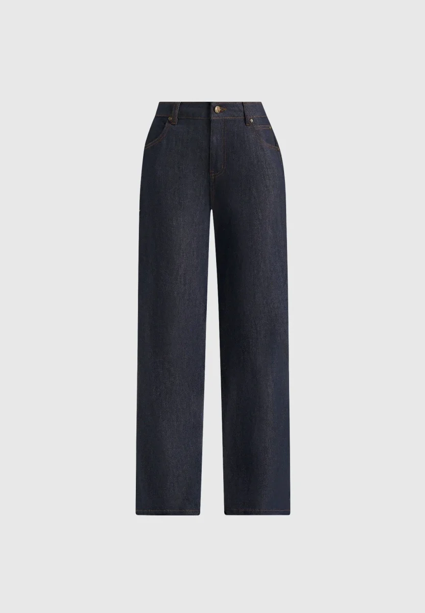 Florence - High Rise Straight Leg Denim Jeans - Indigo - Image 7
