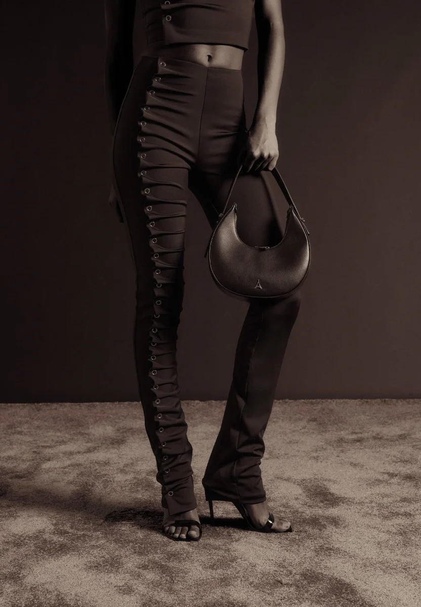 Eyelet Detail Tacked Racer Top - Black - Image 8