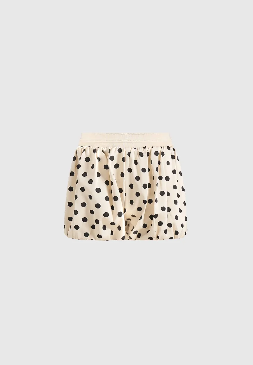Zoe - Satin Polka Dot Balloon Shorts - White - Image 6