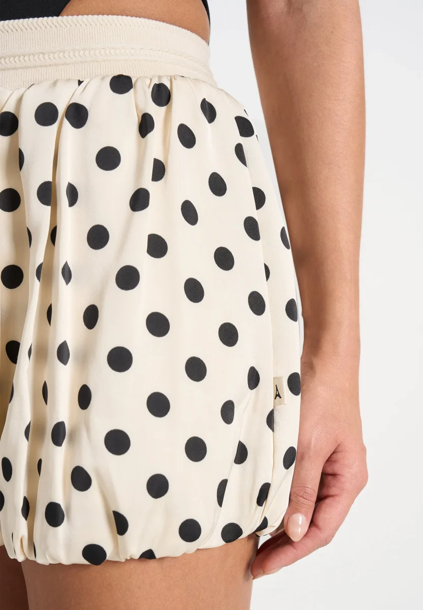 Zoe - Satin Polka Dot Balloon Shorts - White - Image 3