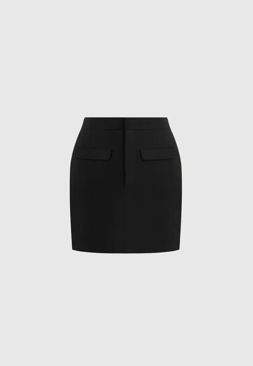 Josette - Tailored Mini Skirt With Braided Trim - Black - Image 7