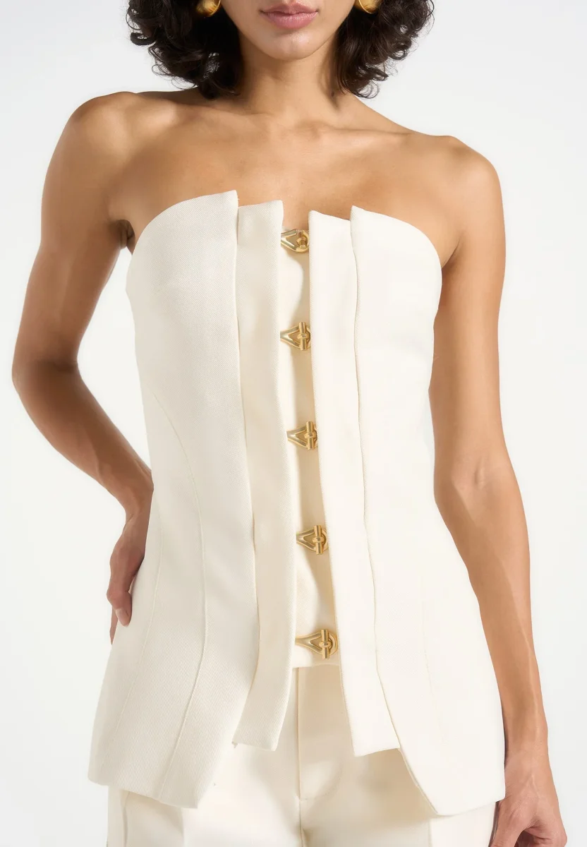 Viviane - Clasp Detail Bandeau Top - Off White - Image 4