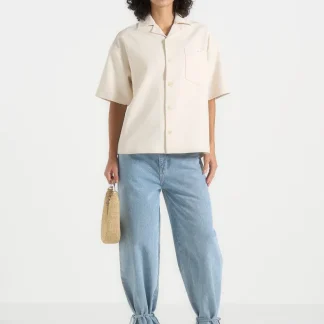 Brook - Unisex Signature Twill Boxy Shirt - Cream