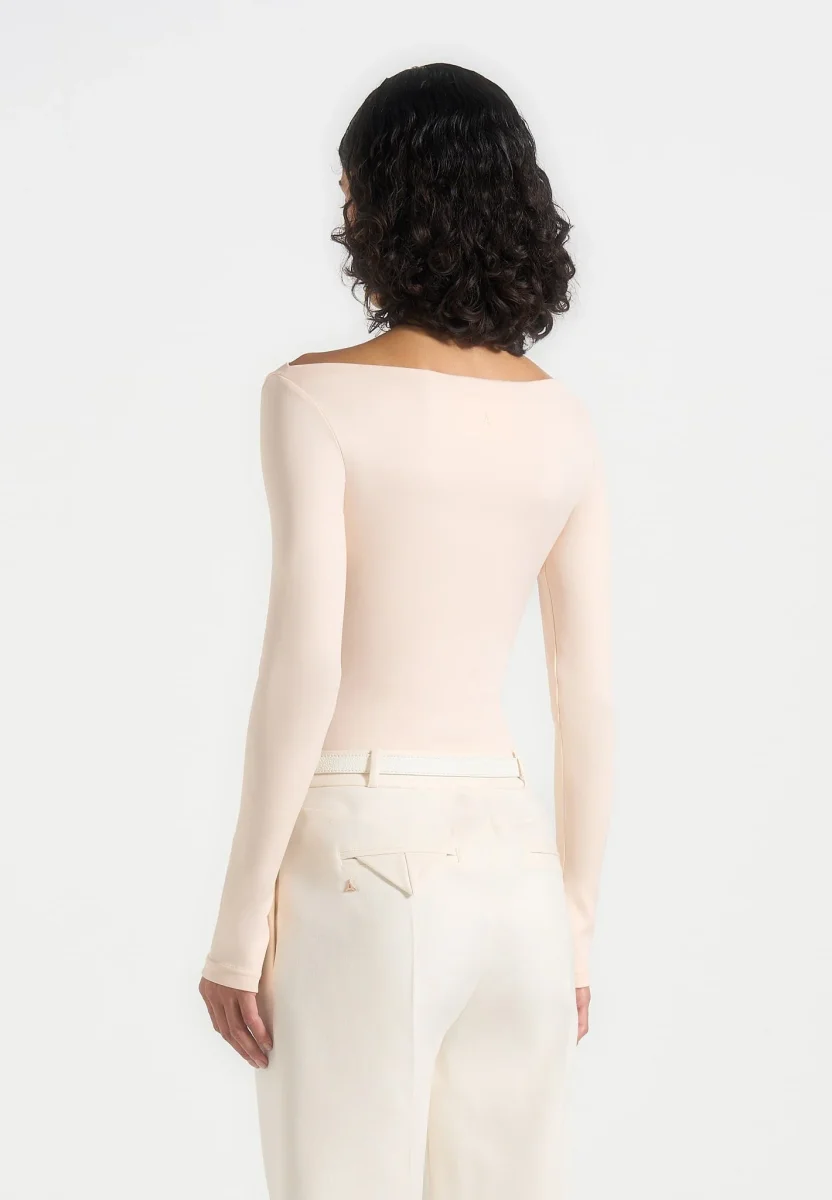 BS003 - Boat Neck Bodysuit - Pale Pink - Image 4