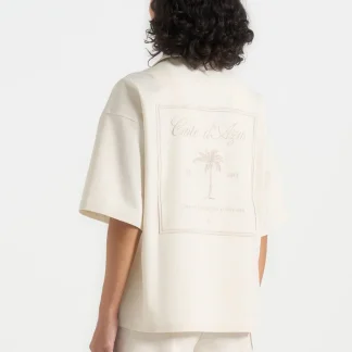 Alexis - Unisex Cote d'Azur Boxy Shirt - Cream