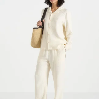 Bailey - Unisex Textured Long Sleeve Shirt - Cream