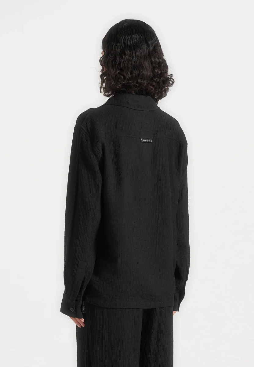 Bailey - Unisex Textured Long Sleeve Shirt - Black - Image 8