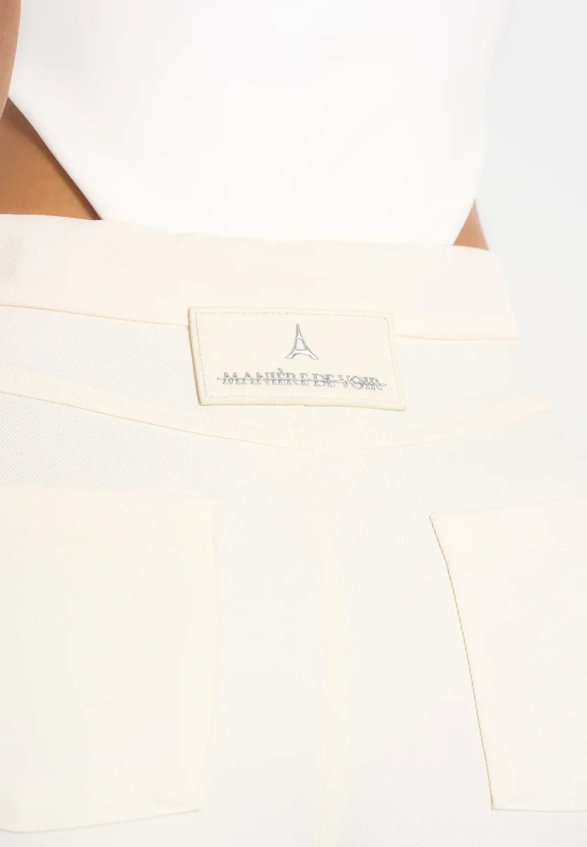Caroline - Tacked Twill Fit & Flare Pants - White - Image 5