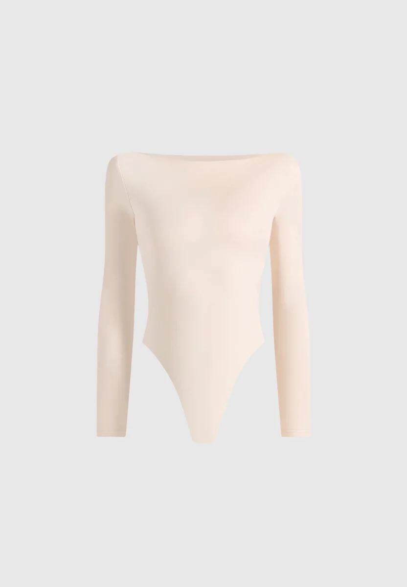 BS003 - Boat Neck Bodysuit - Pale Pink - Image 5
