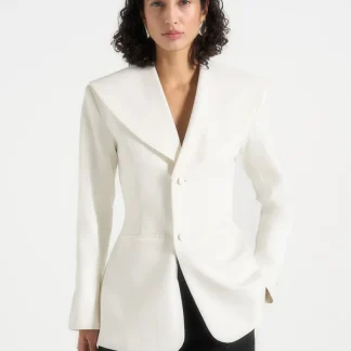 Emy - Shawl Hourglass Blazer - White