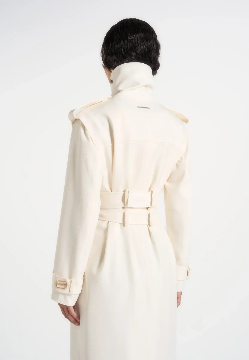 Esther - Trench Coat With Double Belt - White - Image 7