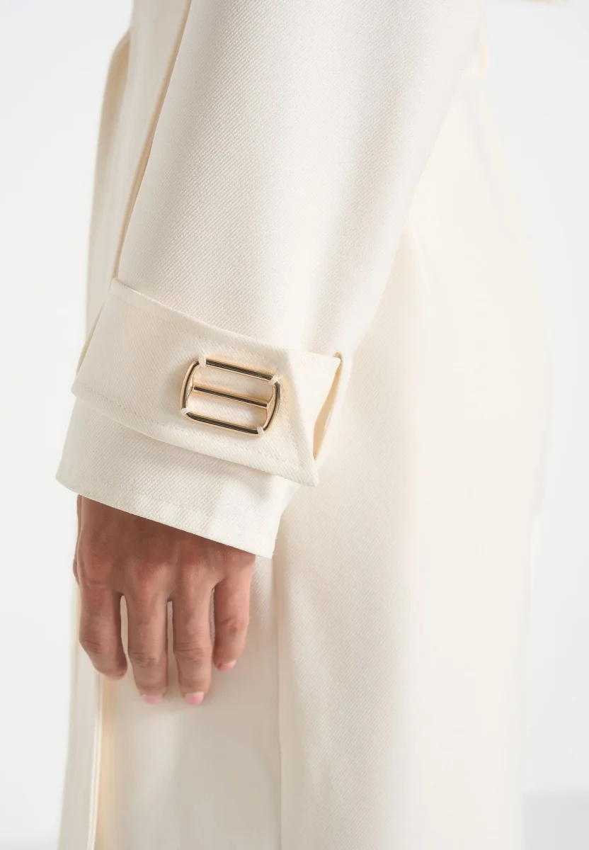 Esther - Trench Coat With Double Belt - White - Image 3