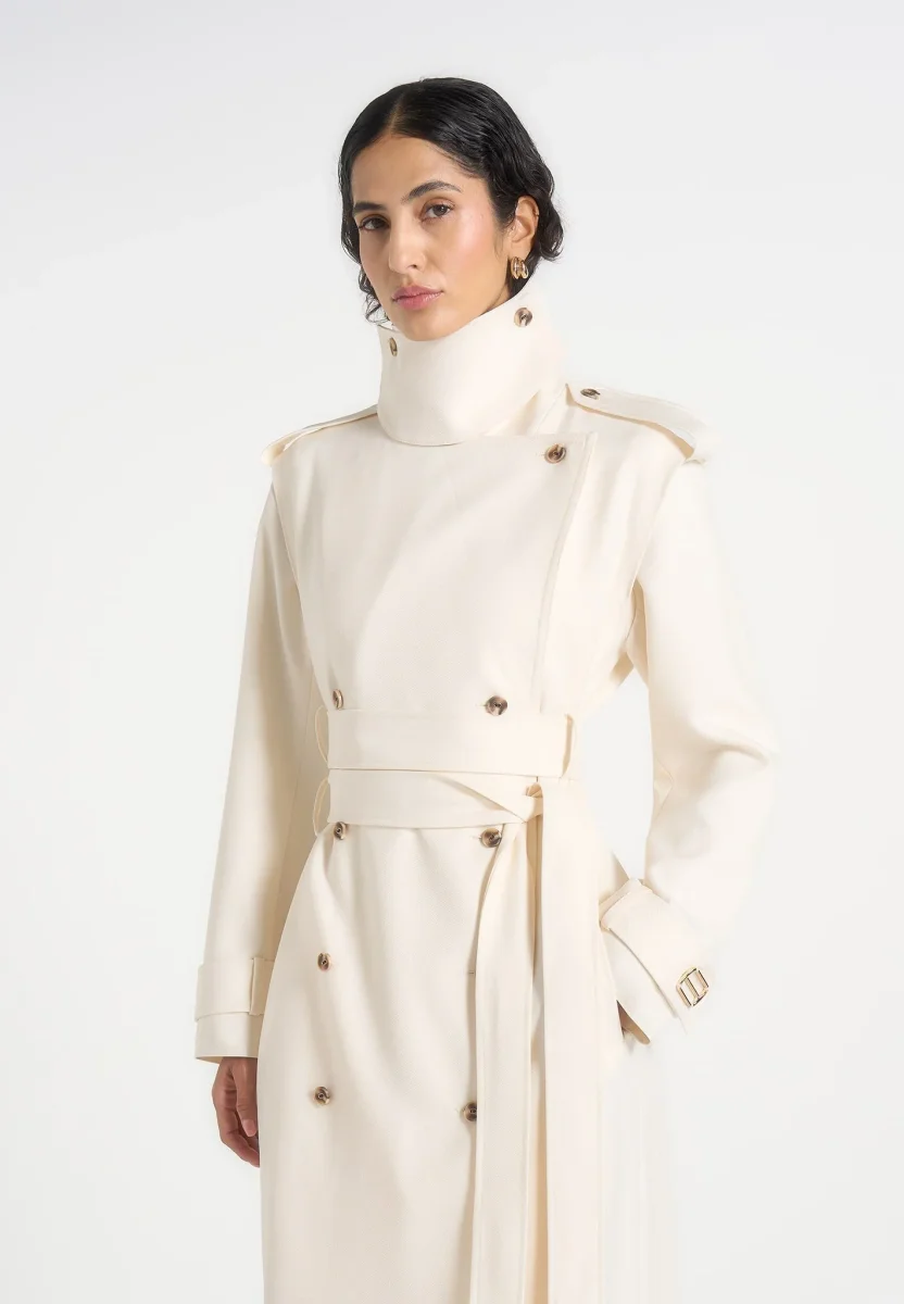 Esther - Trench Coat With Double Belt - White - Image 6