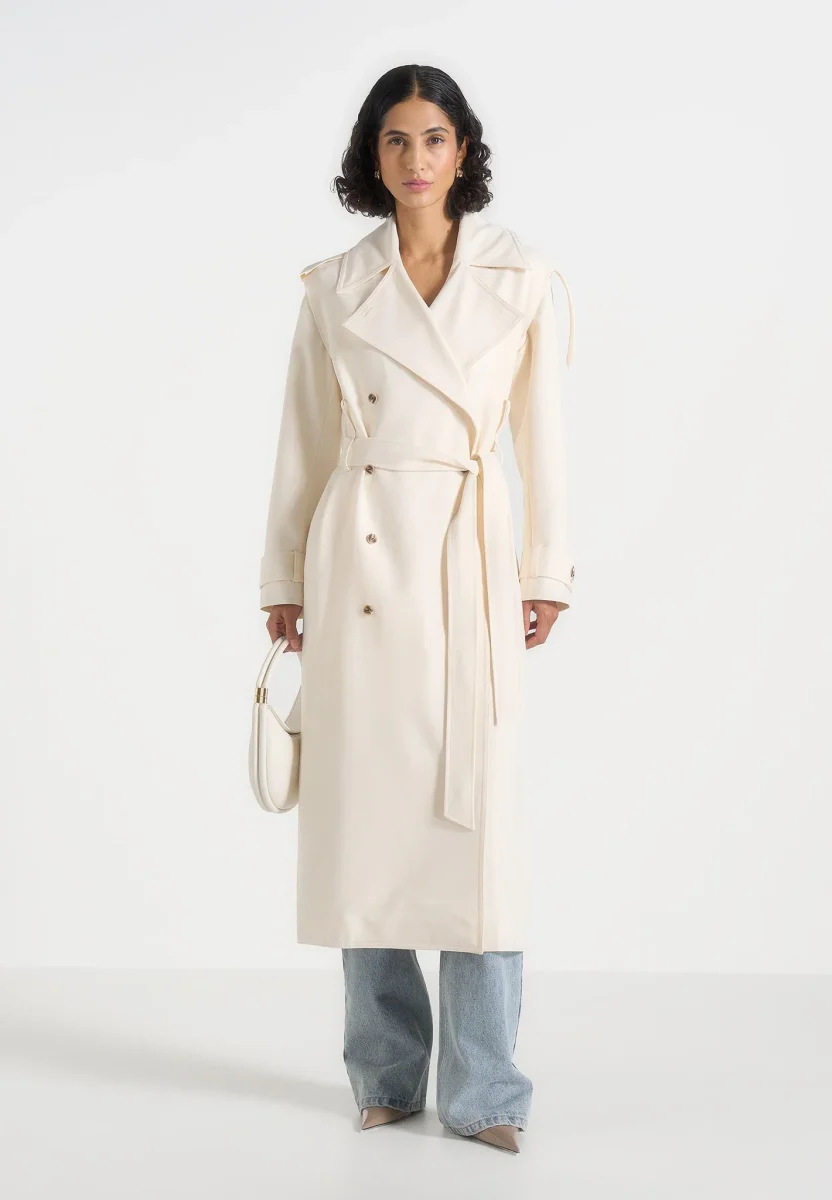 Esther - Trench Coat With Double Belt - White - Image 2