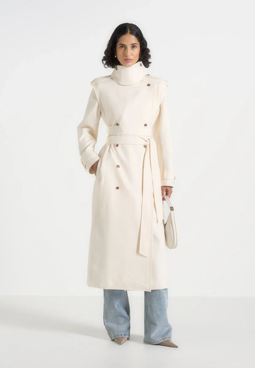 Esther - Trench Coat With Double Belt - White - Image 8