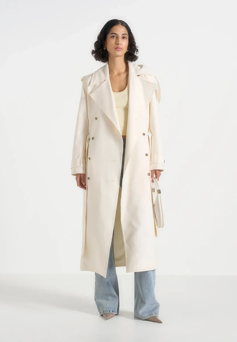 Esther - Trench Coat With Double Belt - White - Image 5