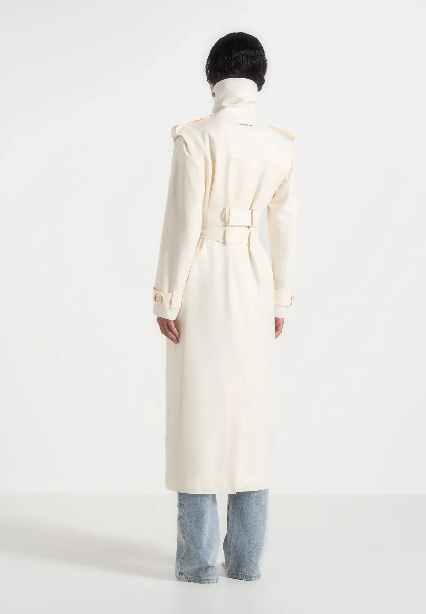 Esther - Trench Coat With Double Belt - White - Image 9
