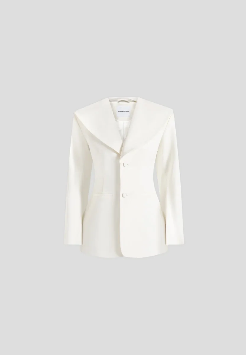 Emy - Shawl Hourglass Blazer - White - Image 8
