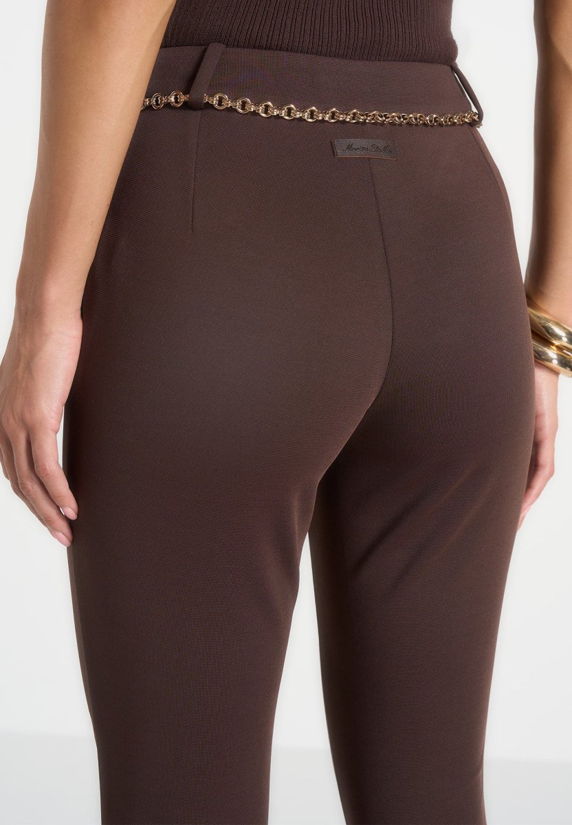 Una - Capri Leggings With Chain - Brown - Image 6