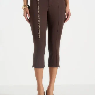 Una - Capri Leggings With Chain - Brown