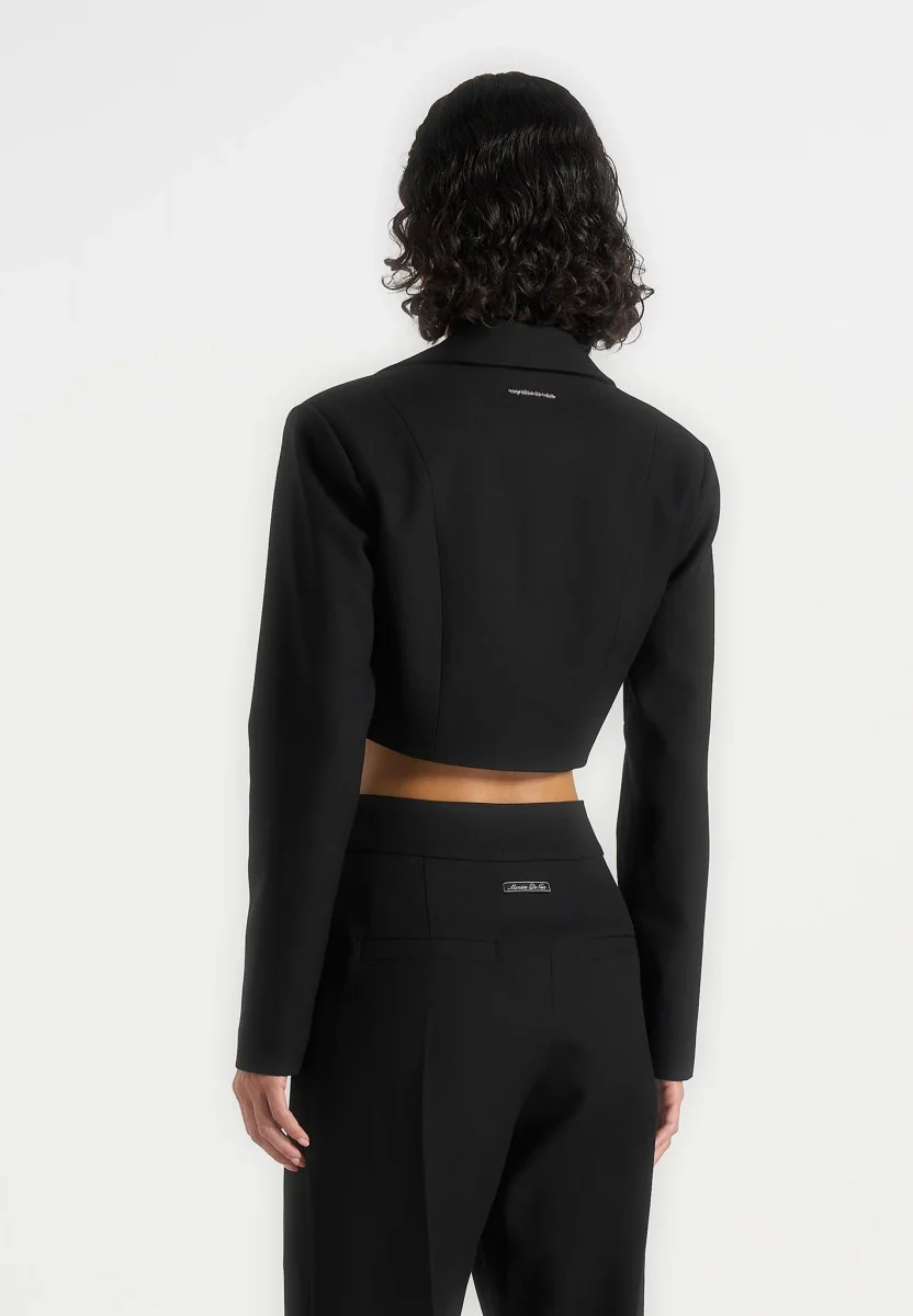 Dina - Asymmetric Cropped Blazer - Black - Image 4