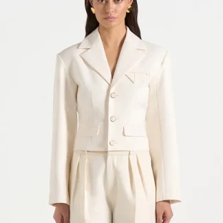 Prisca - Tailored Cropped Blazer - Off White