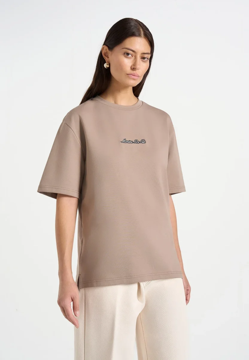 TS001 - Unisex Signature Relaxed Fit Cotton T-Shirt - Taupe - Image 2